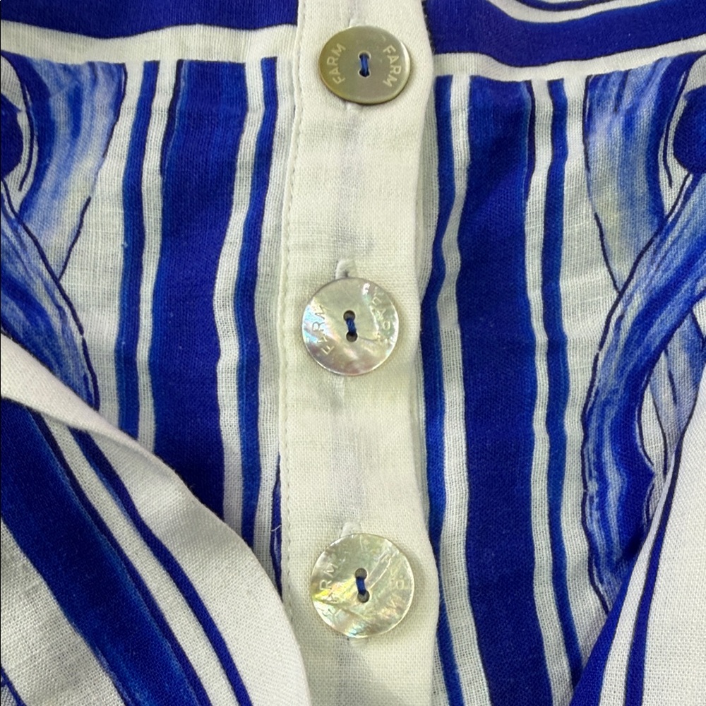 FARM Rio Blue and White Floral Stripe Belted Romper - Picture 5 of 14